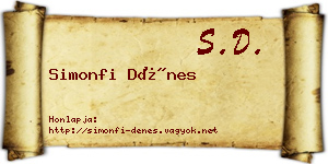 Simonfi Dénes névjegykártya