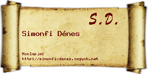 Simonfi Dénes névjegykártya